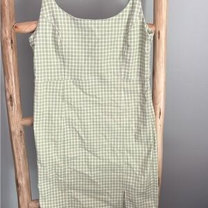 Forever 21 Light Green Checkered Midi Dress